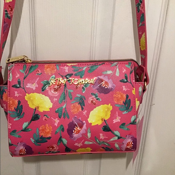 Betsey Johnson Handbags - Betsey Johnson Fuchsia Floral Crossbody